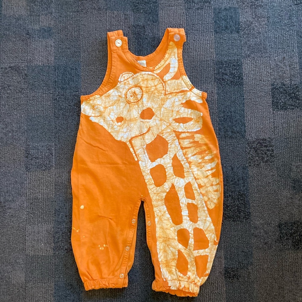 VNTG Batik Giraffe Toddler One Piece Jogger Jumpsuit Tie Dye Hand Made 24 month